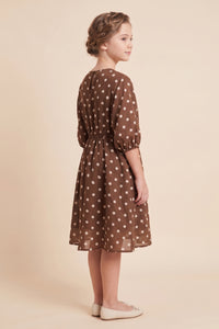 Smocked Neckline Polka Dot Dolman Dress
