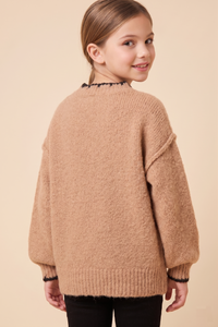 Contrast Detail Horse Knit Sweater