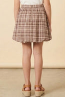 Elastic Waist Bubble Hem Plaid Skirt