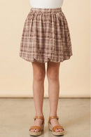 Elastic Waist Bubble Hem Plaid Skirt