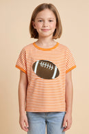 Football Patched Striped Knit Game Day Top