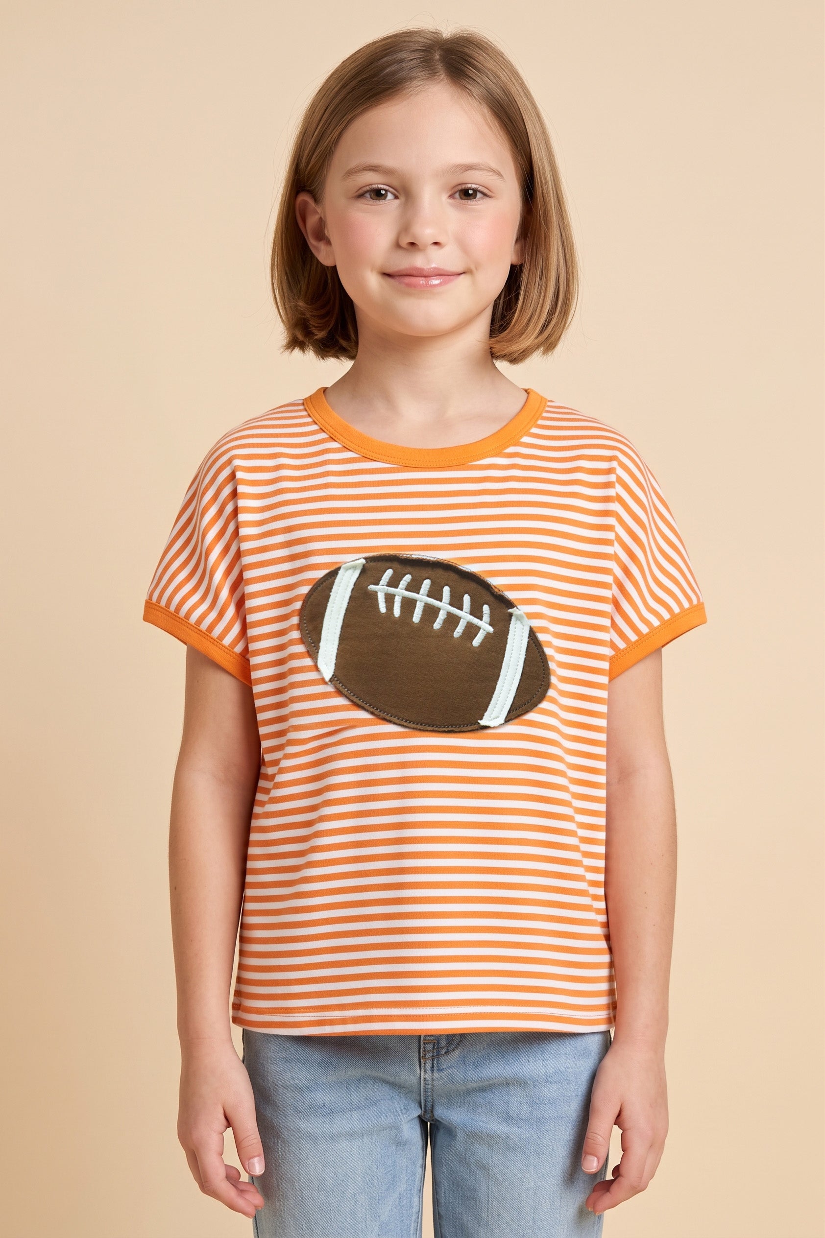 Football Patched Striped Knit Game Day Top