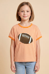Football Patched Striped Knit Game Day Top