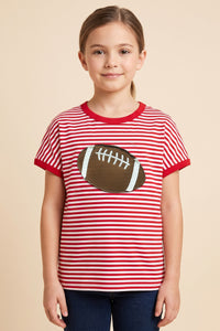 Football Patched Striped Knit Game Day Top