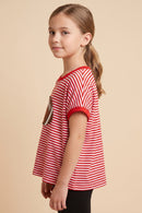 Football Patched Striped Knit Game Day Top