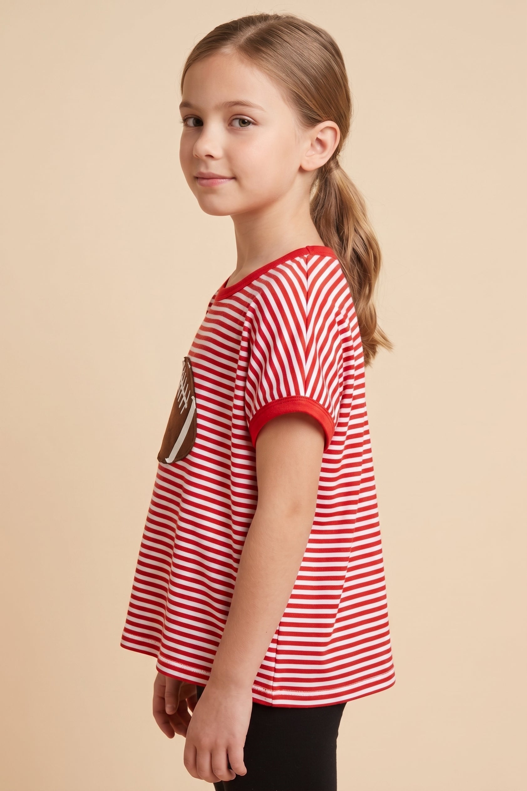 Football Patched Striped Knit Game Day Top