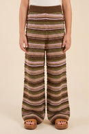 Multi Striped Textured Relax Fit Sweater Knit Pants