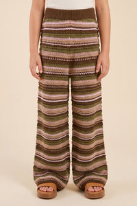 Multi Striped Textured Relax Fit Sweater Knit Pants