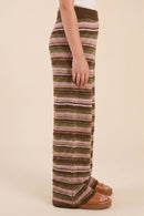 Multi Striped Textured Relax Fit Sweater Knit Pants