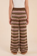 Multi Striped Textured Relax Fit Sweater Knit Pants