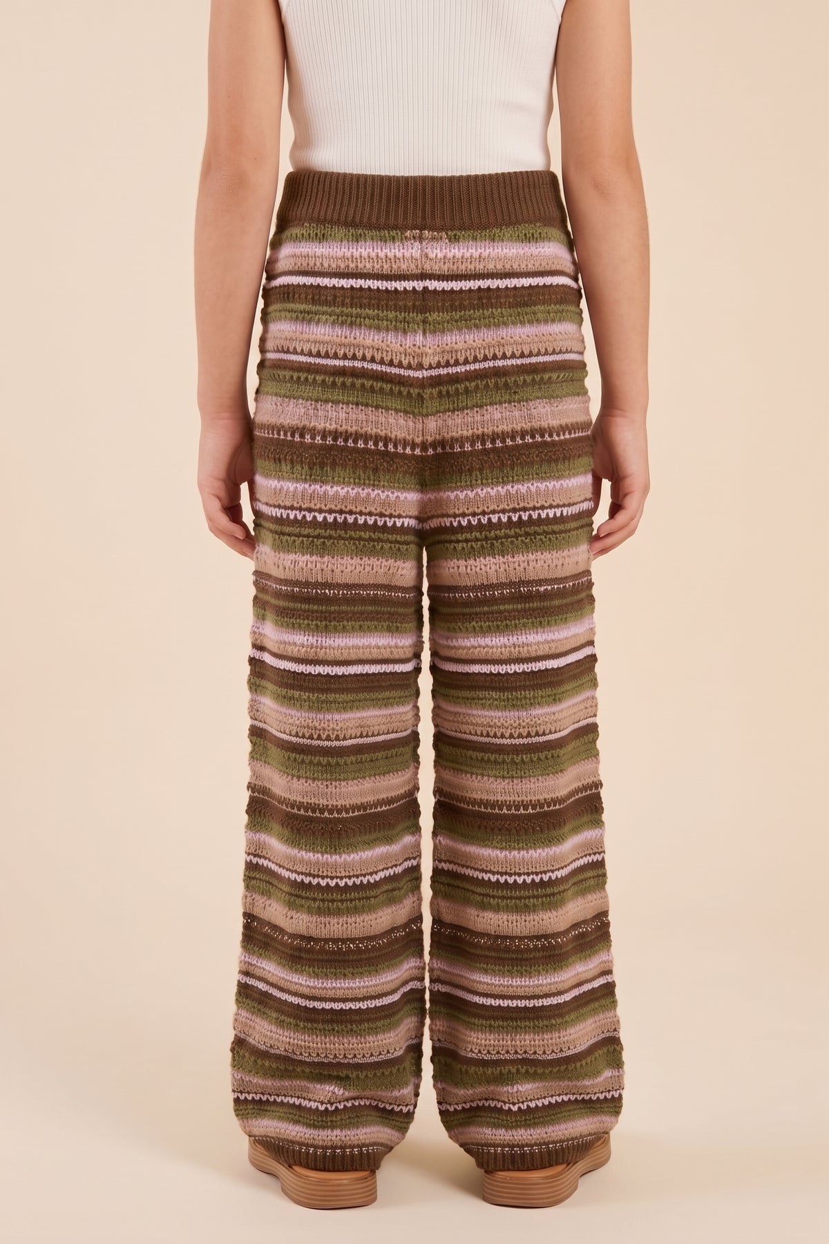 Multi Striped Textured Relax Fit Sweater Knit Pants