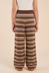 Multi Striped Textured Relax Fit Sweater Knit Pants