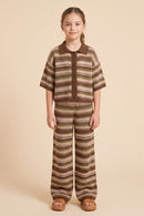 Multi Striped Textured Relax Fit Sweater Knit Pants