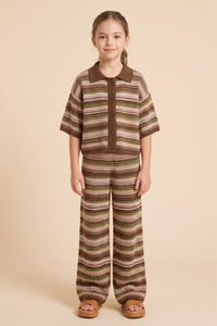 Multi Striped Textured Relax Fit Sweater Knit Pants