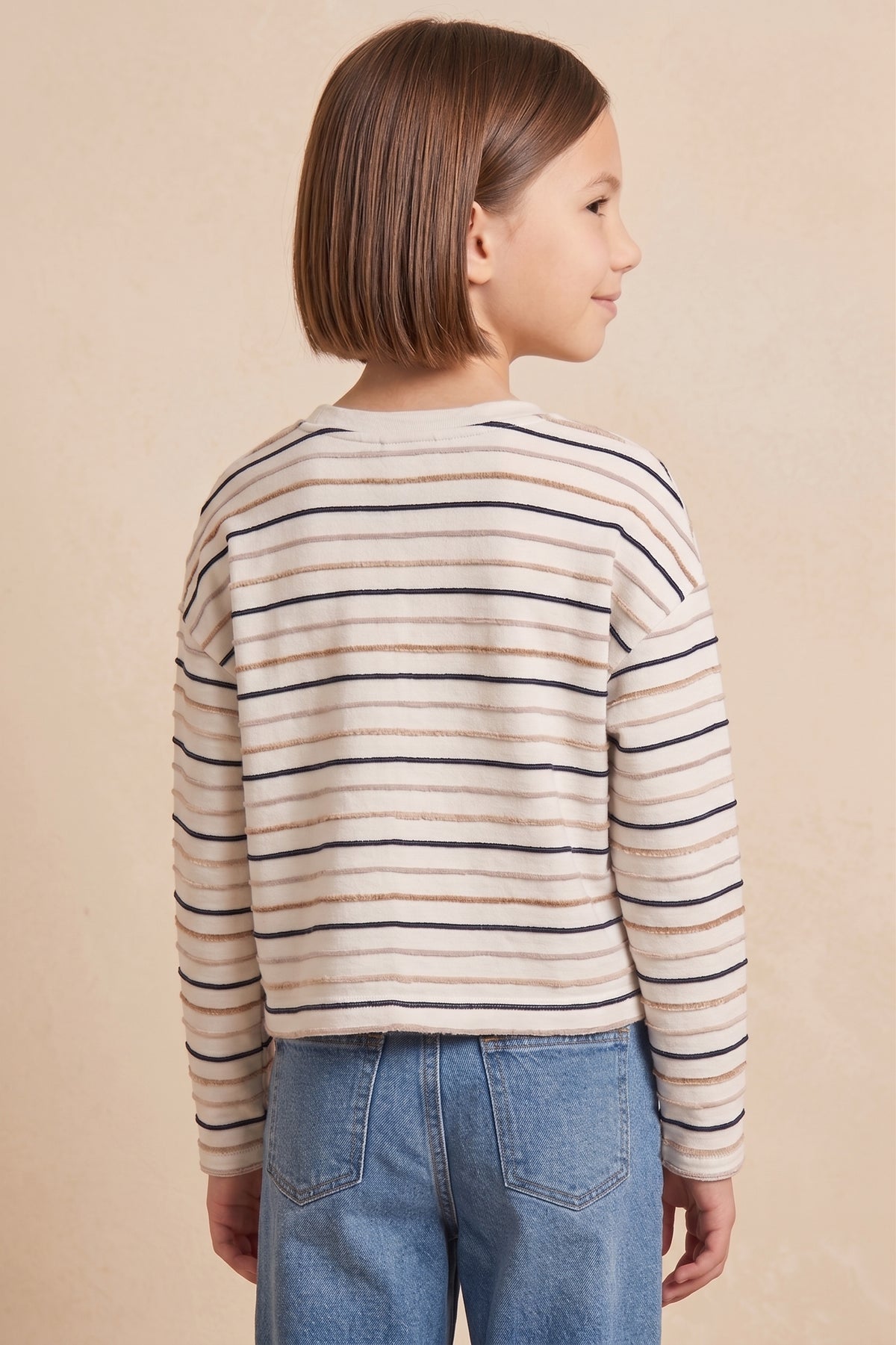 Textured Stripe Drop Shoulder Knit Shirt