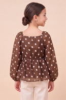 Smocked Polka Dot Peplum Top