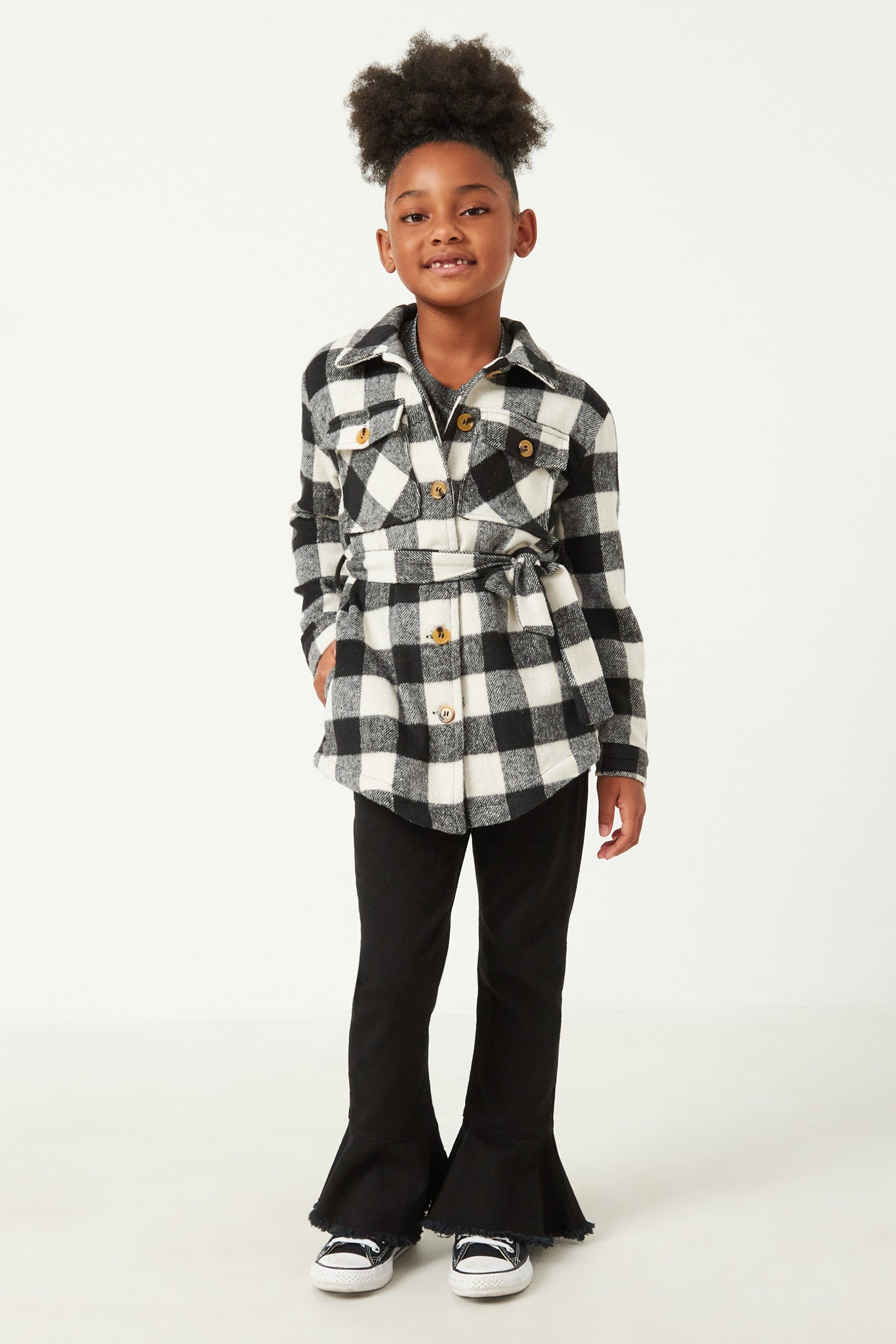 Plaid Belted Long Length Shacket