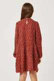 GY5174 BURGUNDY Girls Mini Pom Pom Loose Knit Dress Back