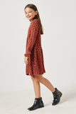 GY5174 BURGUNDY Girls Mini Pom Pom Loose Knit Dress Side