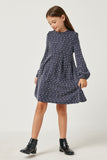 GY5174 NAVY Girls Mini Pom Pom Loose Knit Dress Side