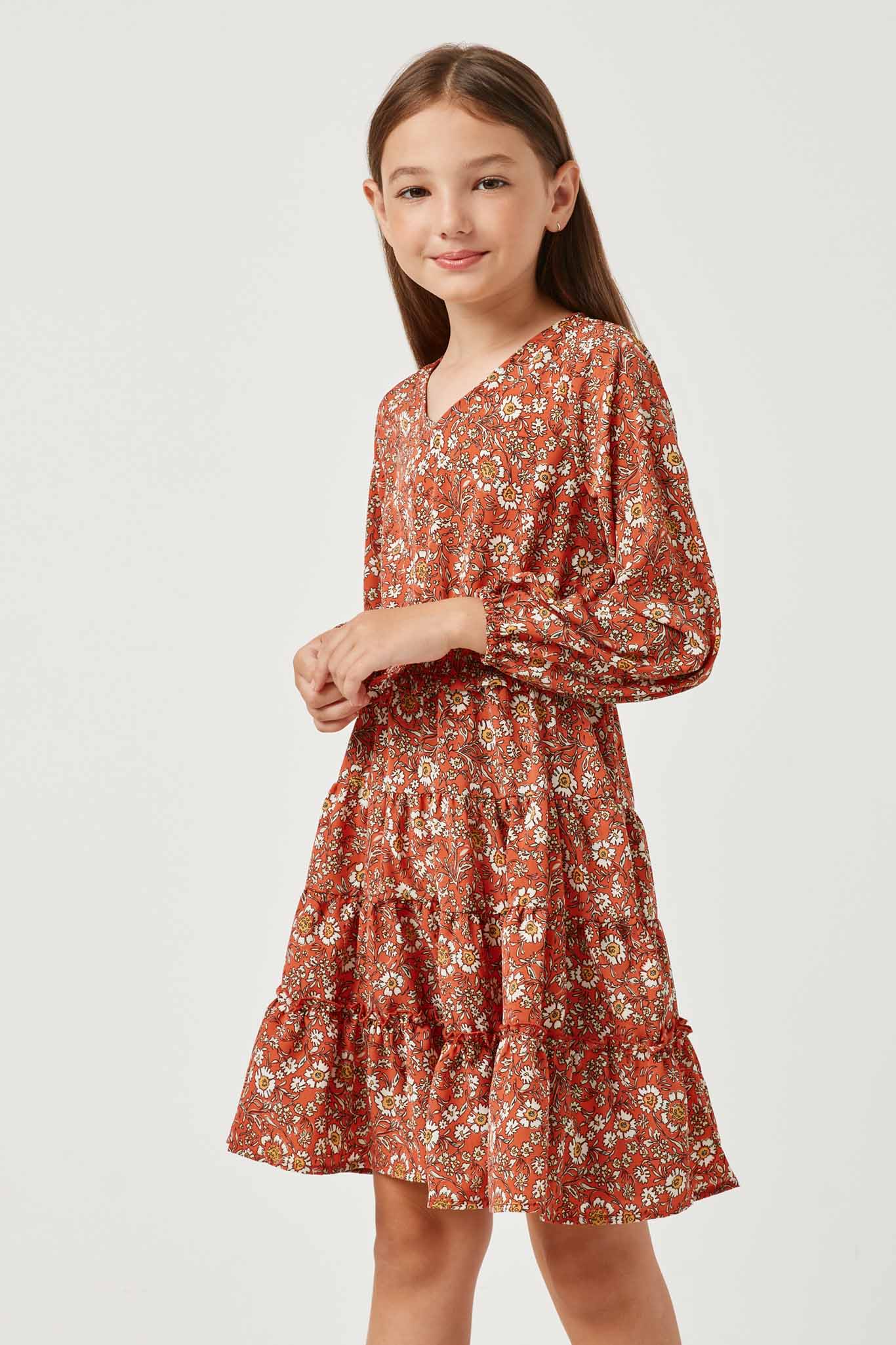 Smocked Waist Girls Casual Dresses
