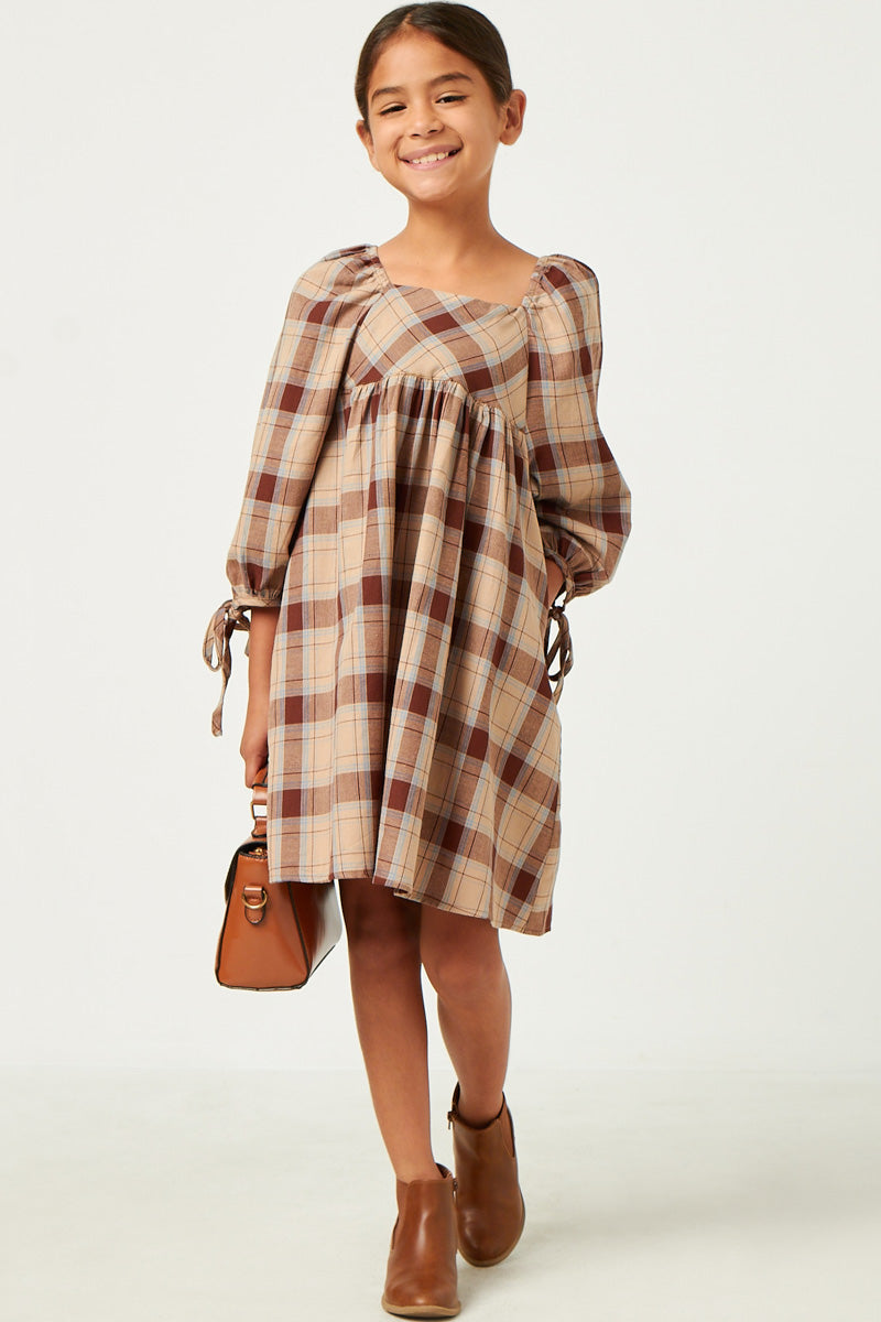 Plaid Girls Holiday Dresses | Cute Girls' Clothes Brown / S Brown Girl's Dresses Mini Dresses Hayden Girls Plaid Girls Holiday Dresses | Cute Girls' Clothes Brown / S Brown Girl's Dresses Mini Dresses Hayden Girls