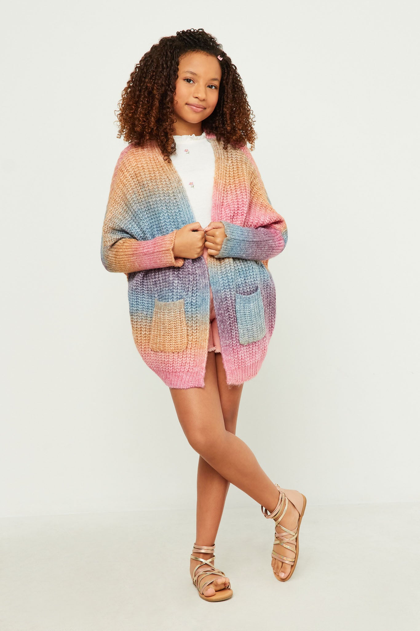 Ombre Striped Chunky Knit Oversize Cardigan