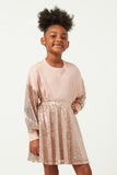 GY5432 PINK Girls Elastic Waist Sequin Flare Skirt Front
