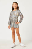 Striped Sequin Long Sleeve Romper