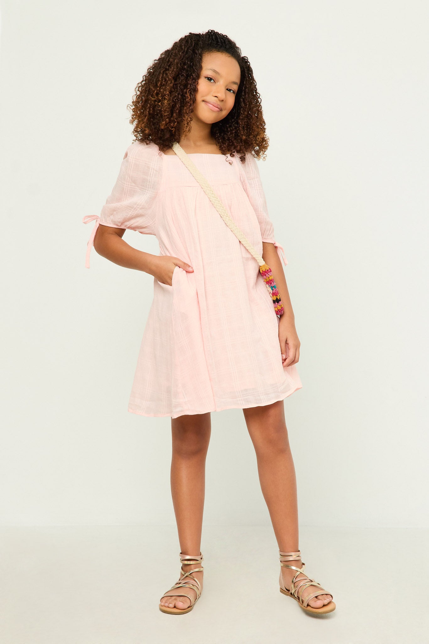 pink dresses for girls Girls Checkered Casual Dresses
