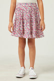 GY5530 Pink Girls Ditsy Floral Ruffled Tiered Skirt Front 2