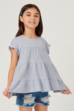GY5562 BLUE Girls Crinkle Texture Knit Tiered Top Side