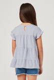 GY5562 BLUE Girls Crinkle Texture Knit Tiered Top Back