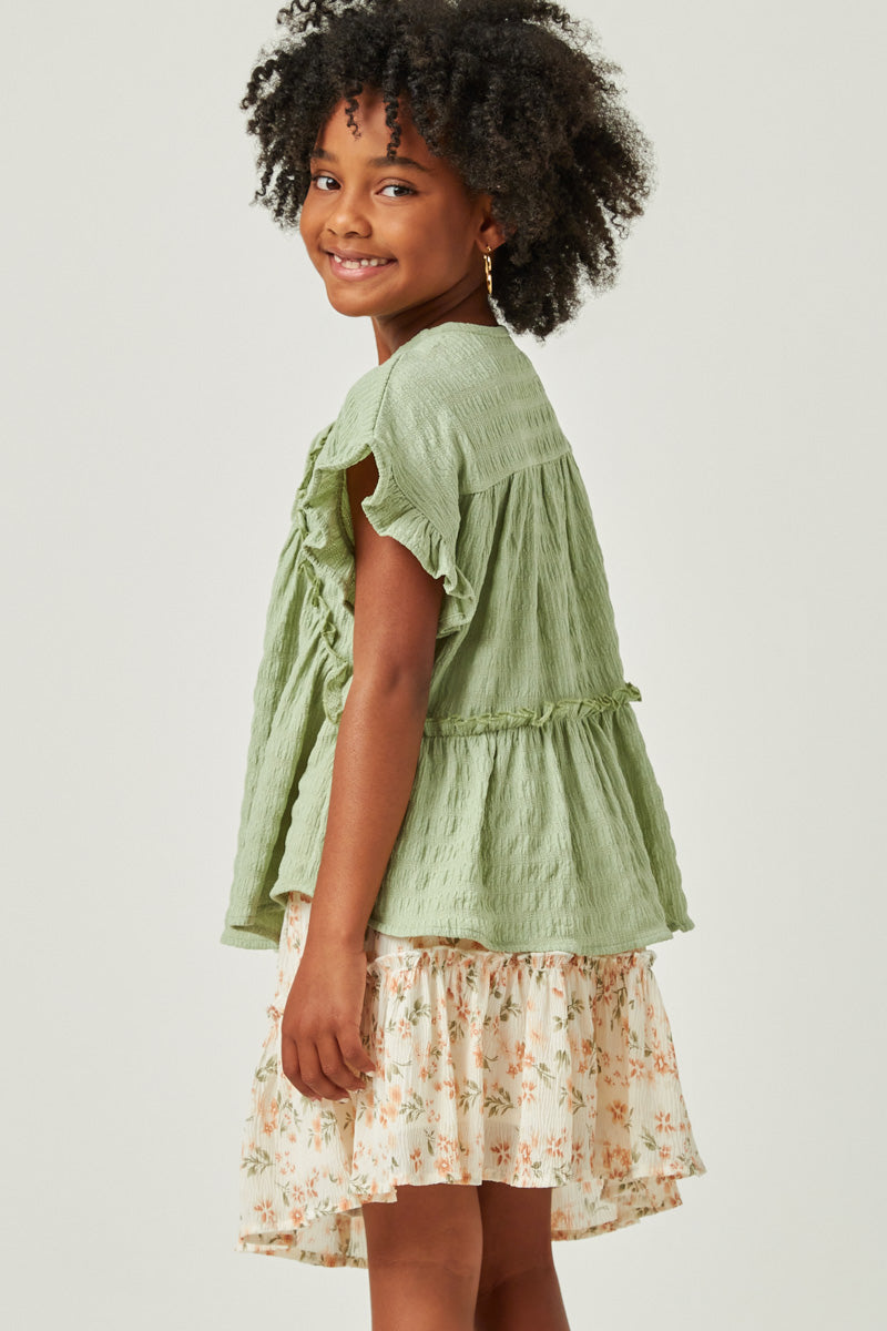 Girls Textured Ruffle Shirt | Cute Girls' Clothes – Hayden Girls