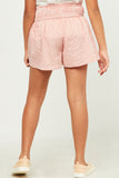 GY5599 PINK Girls Gingham Print Smocked Waist Shorts Back