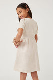 GY5735 CREAM Girls Lurex Textured Fit And Flare Dress Back