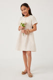 GY5735 CREAM Girls Lurex Textured Fit And Flare Dress Full Body