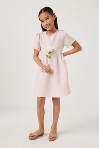 GY5735 PINK Girls Lurex Textured Fit And Flare Dress Full Body