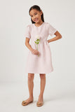 GY5735 PINK Girls Lurex Textured Fit And Flare Dress Full Body