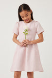 GY5735 PINK Girls Lurex Textured Fit And Flare Dress Front