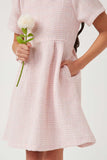GY5735 PINK Girls Lurex Textured Fit And Flare Dress Detail