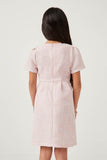 GY5735 PINK Girls Lurex Textured Fit And Flare Dress Back