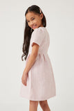 GY5735 PINK Girls Lurex Textured Fit And Flare Dress Side