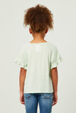 GY5769 MINT Girls Smocked Shoulder Ruffle Sleeve Top Back