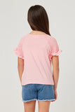 GY5769 PINK Girls Smocked Shoulder Ruffle Sleeve Top Back