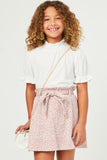 GY5798 MAUVE Girls Animal Spotted Belted French Terry Skirt Front