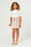 GY5798 MAUVE Girls Animal Spotted Belted French Terry Skirt Full Body