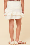GY5827 OFF WHITE Girls Asymmetric Ruffled Elastic Waist Skirt Back