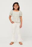 GY5837 IVORY Girls Embroidered Eyelet Ruffled Floral Peplum Top Full Body