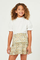 GY5844 SAGE Girls Ditsy Floral Ruffle Tiered Skirt Front